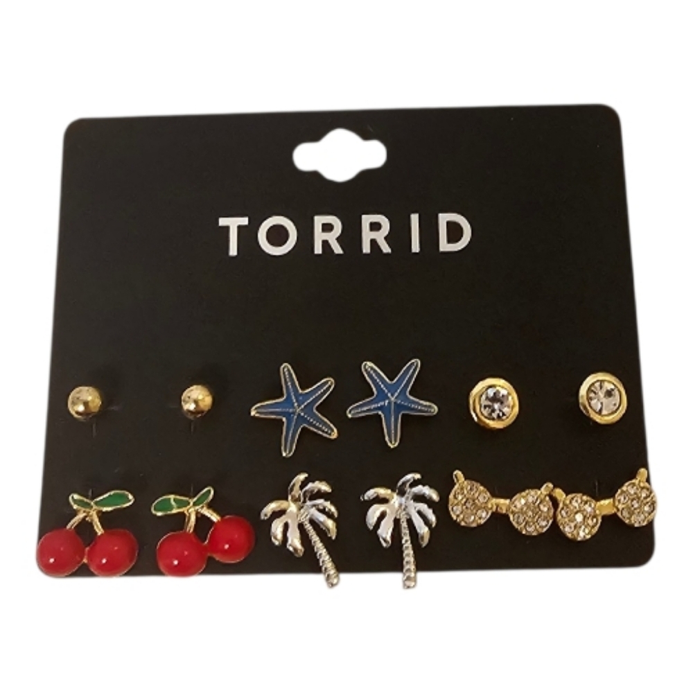 Multi-Coloured Torrid Women's Beach Life Stud Earring Set